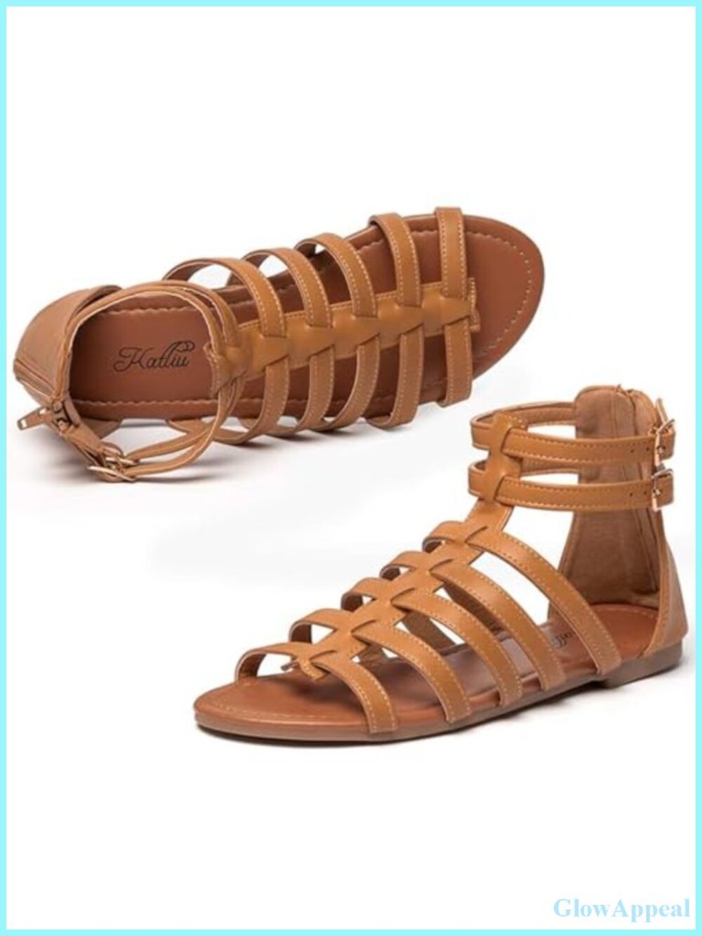 Women's Faux Leather Gladiator Strappy Flat Sandals Ankle Buckle Zip Casual
